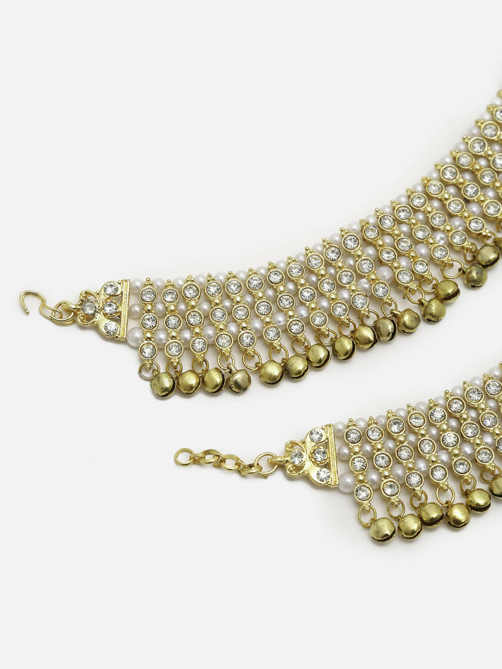 Women's Gold White Ghungroo Anklets - Ruby Raang - Distacart