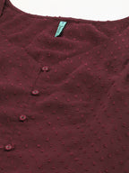 Janasya Maroon Poly Chiffon Dobby Weave Kurta - Distacart