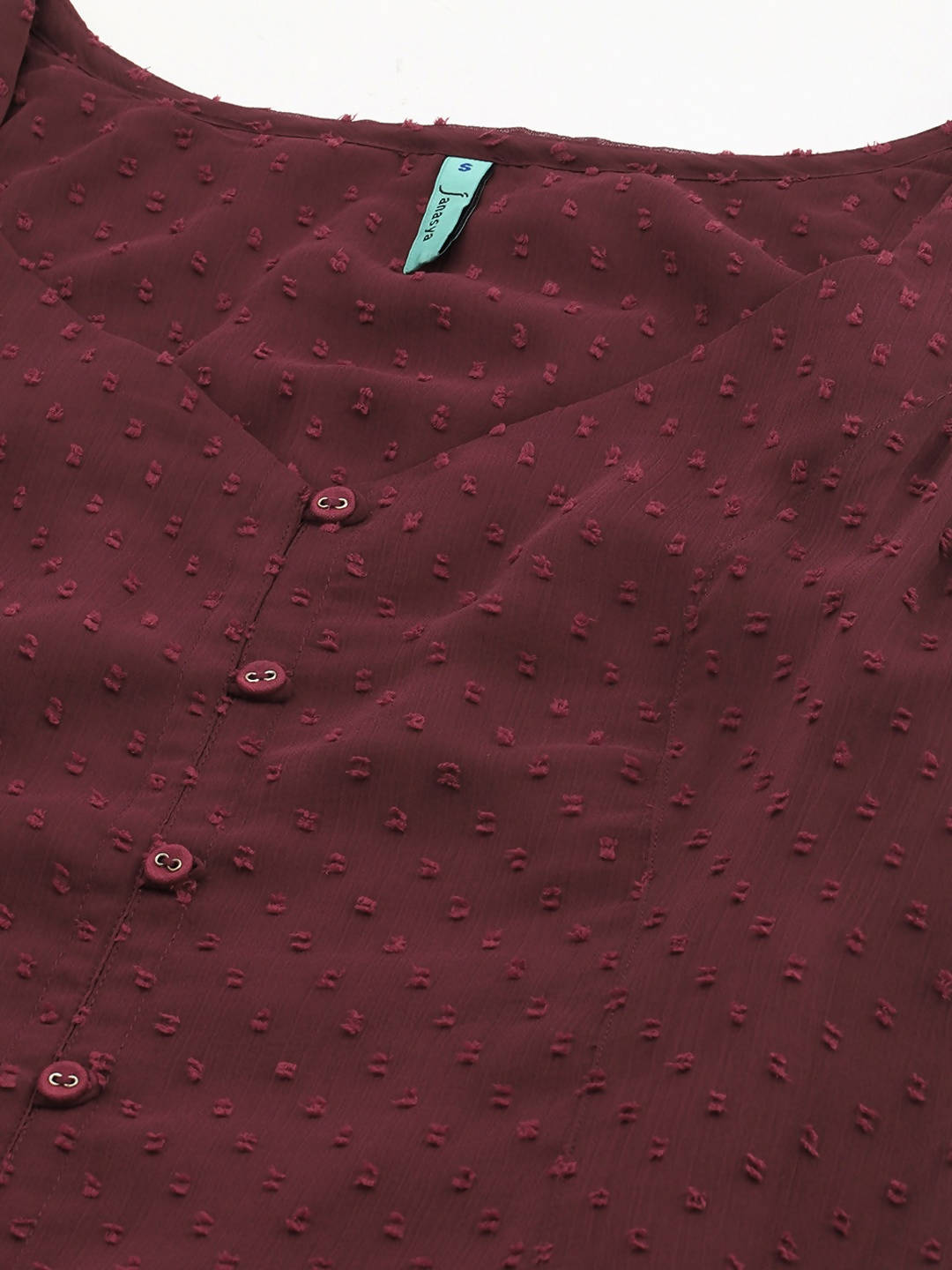 Janasya Maroon Poly Chiffon Dobby Weave Kurta - Distacart