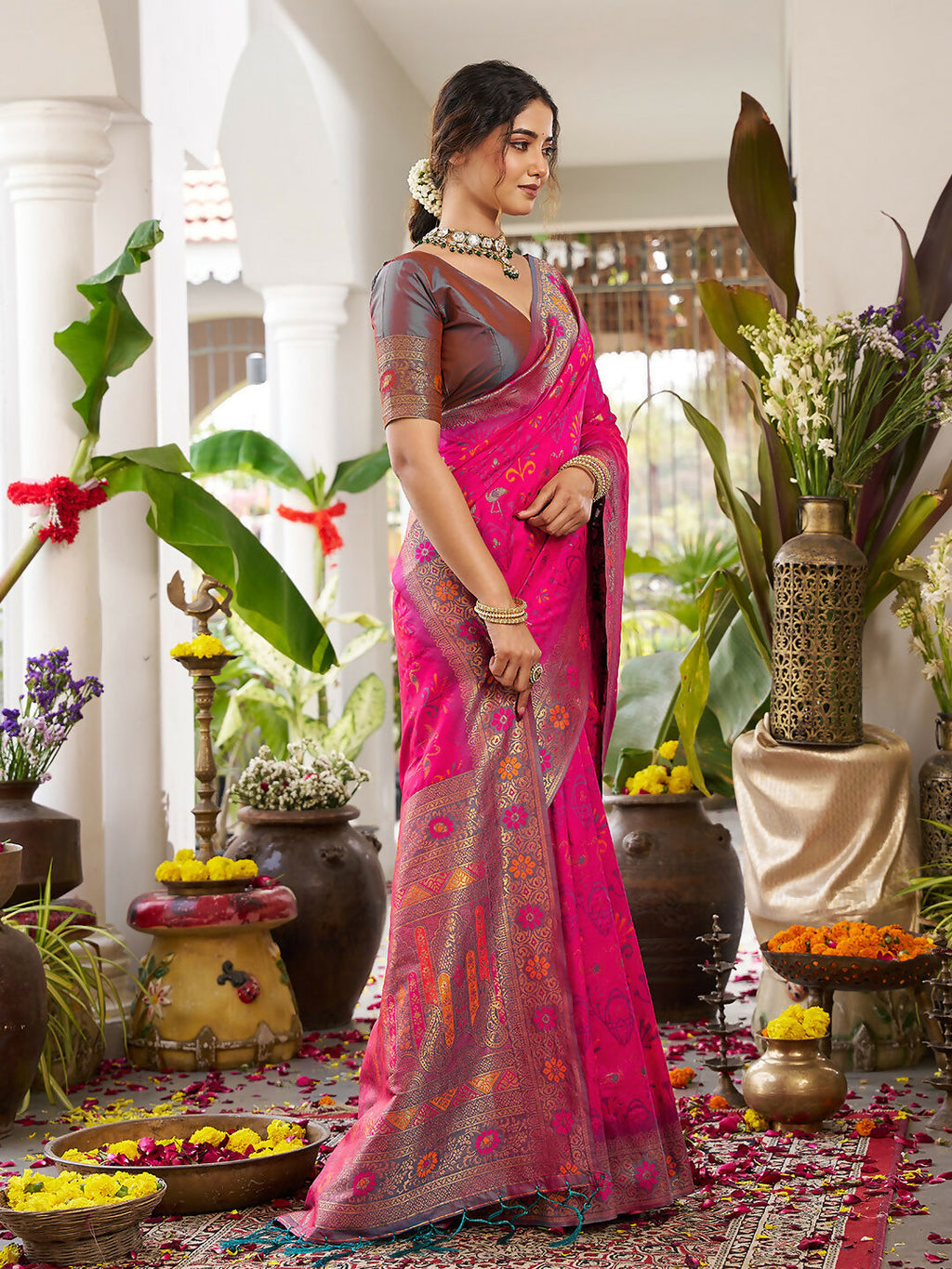 Shree Shyam Fashion Pink Soft Silk Saree - Distacart