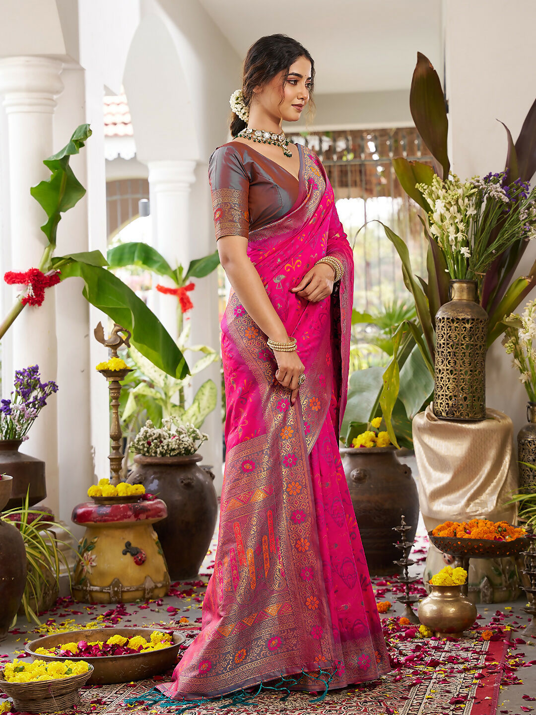 Shree Shyam Fashion Pink Soft Silk Saree - Distacart