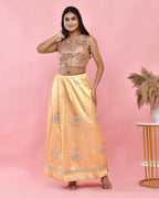 Amodini Designer Studio Copper Gold Sequined Pearl Sleeveless Padded Blouse