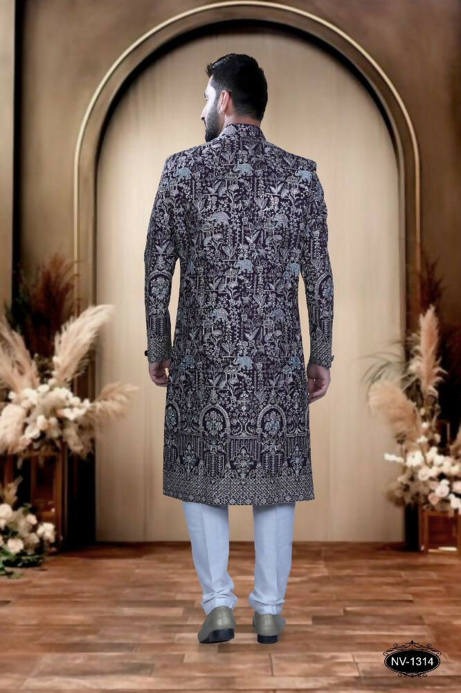 Joban Fashion Men's Wine Base ( Pink & Blue ) TR Kurta with Pyjama