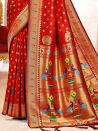 Shree Shyam Fashion Paithani Silk Red Saree - Distacart