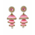 Baby Pink Color - 3 Step Jhumki Earrings - Distacart