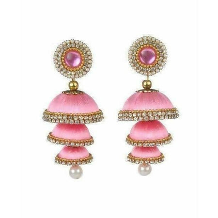 Baby Pink Color - 3 Step Jhumki Earrings