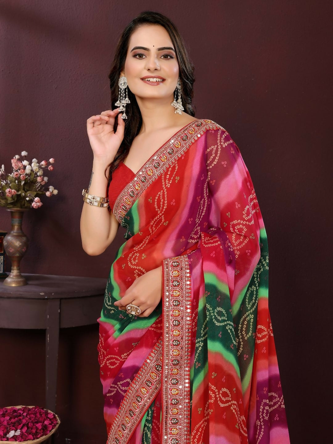 Ai Fashion Multi Georgette Digital Print Party Wear Saree - Distacart