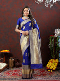 Lorenvalley Fashion Blue Soft Silk Woven Design Gold Zari Weaving Saree