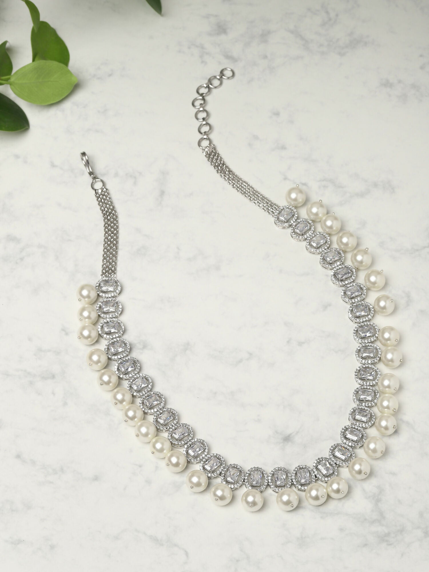 Zircon & Pearl Neckpiece- Ruby Raang