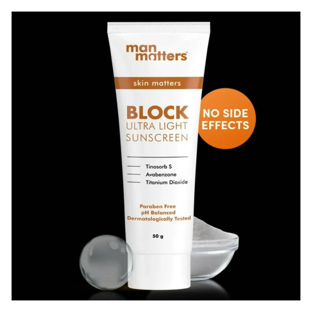 Man Matters BLOCK Ultra Light Sunscreen SPF 30PA+++, UVA, UVB