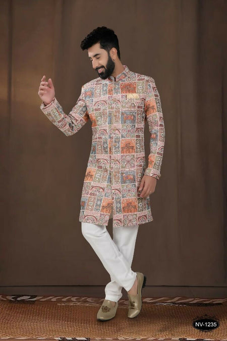 Joban Fashion Men's Base Pink(Multi Colours) Georgette Kurta with Pyjama