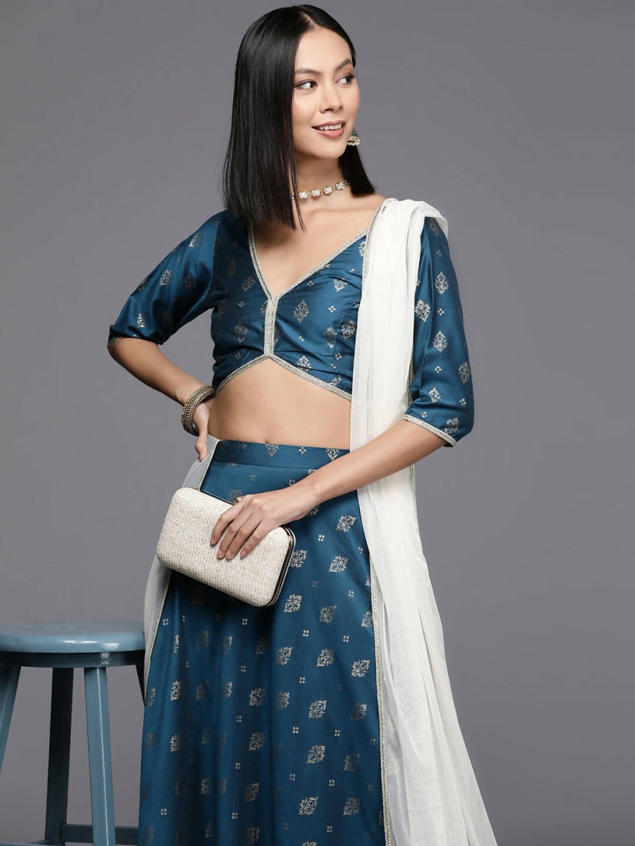Ahalyaa Women's Traditional wear Lehenga Choli - Teal Blue