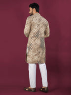 Anaita Cream Chikankari Work Viscose Rayon Straight Kurta