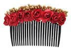 Red & Gold Flower Hair Comb