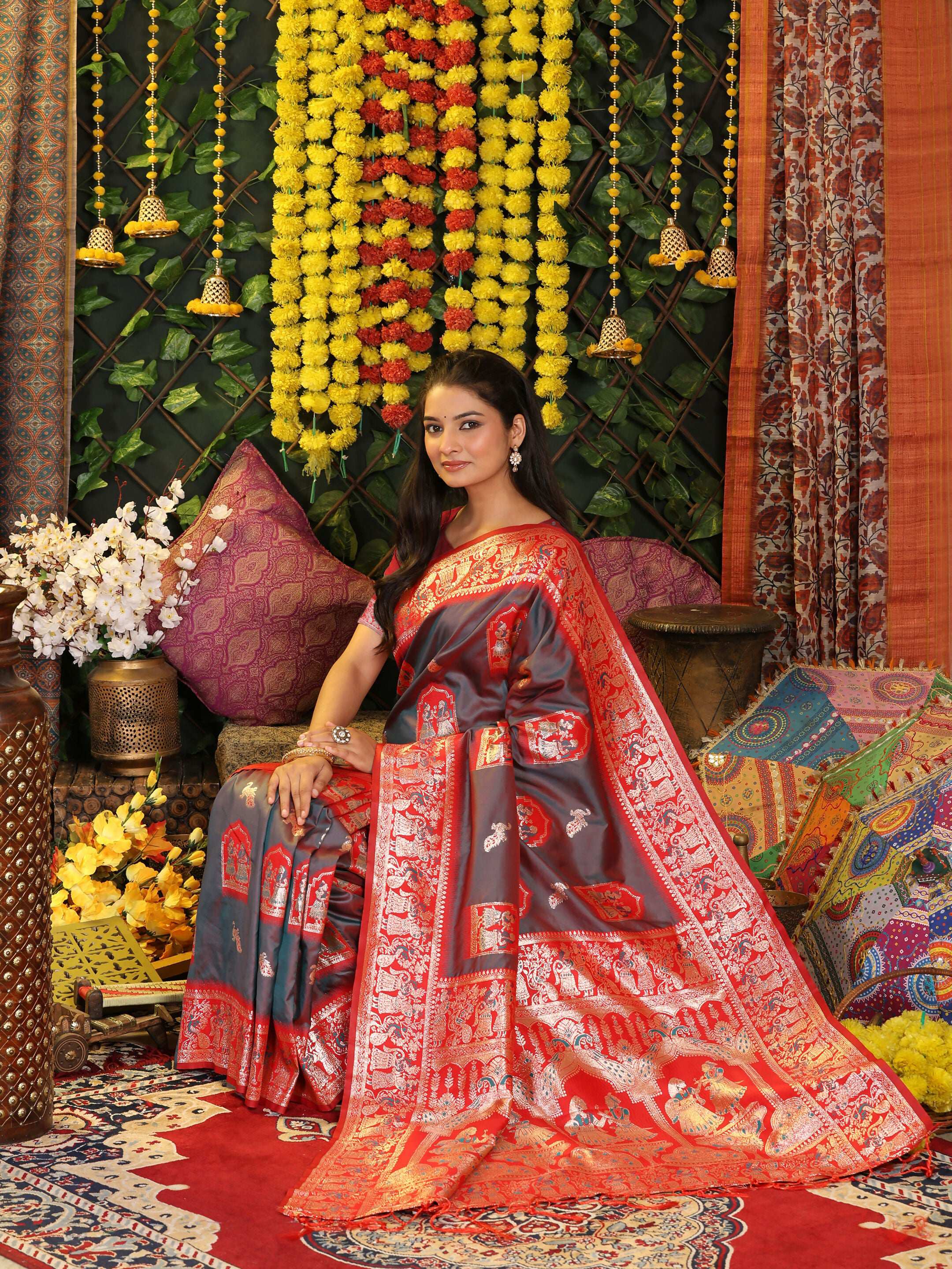 Shree Shyam Fashion Silk Grey Saree - Distacart