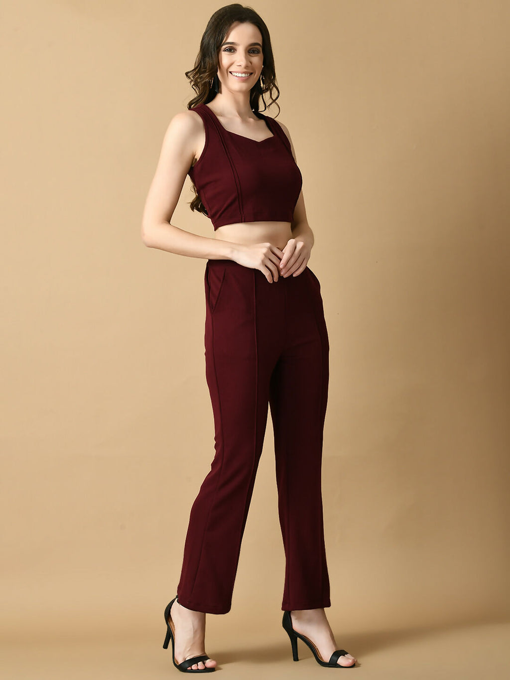 Myshka Women's Magenta Solid Party Top