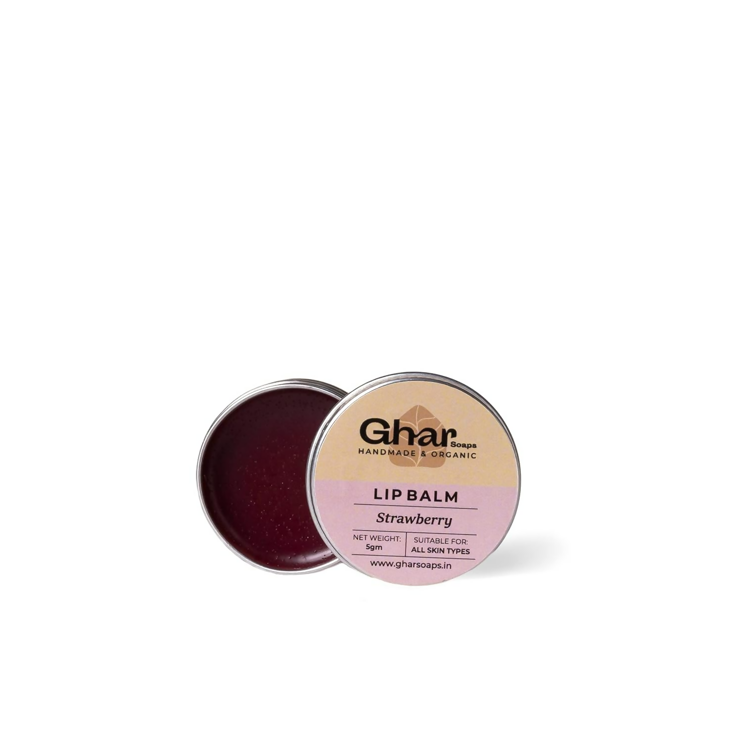 Ghar Soaps Strawberry Lip Balm For Dry Damaged & Chapped Lips Enriched with Shea Butter