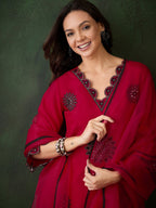 Sangria Zari Sequence Embroidered Kurta & Trouser With Dupatta