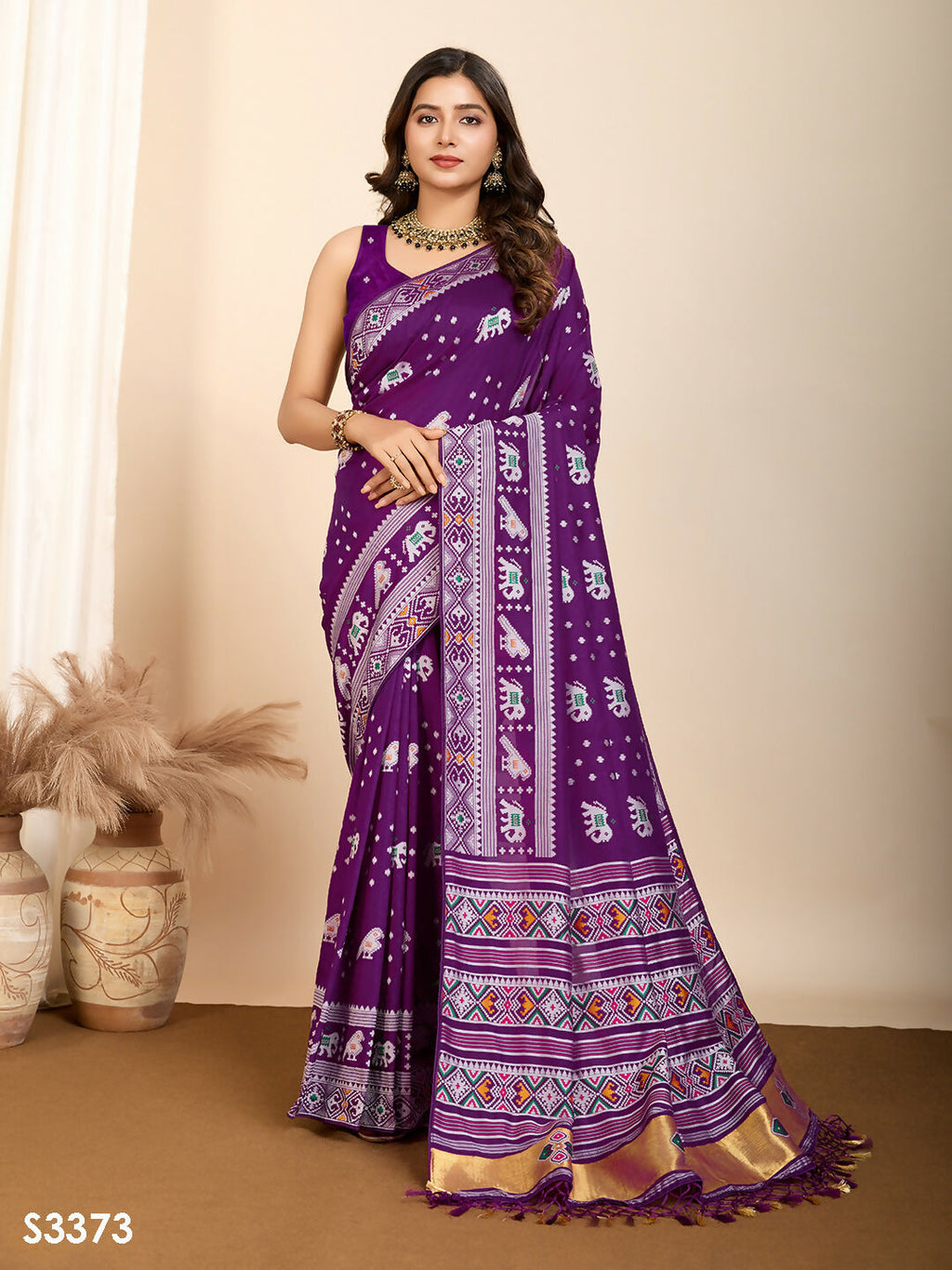 Purple Soft Silk Woven Meenakari Designer Saree - Vedanti