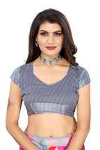 Vamika Grey Linen Satin Border Saree