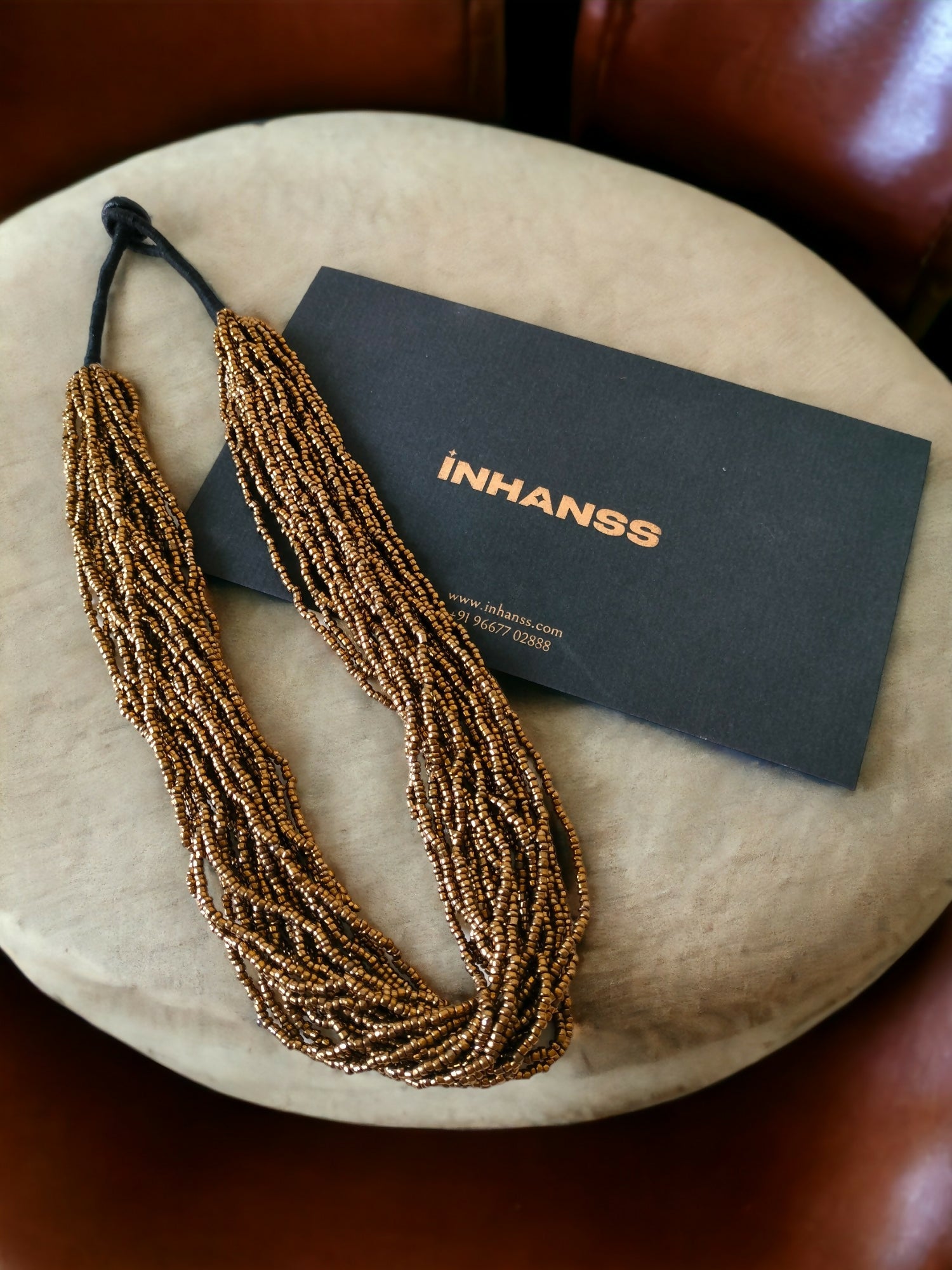 Inhanns Handmade Beaded Multilayer Necklace, 20 Layers - Gold