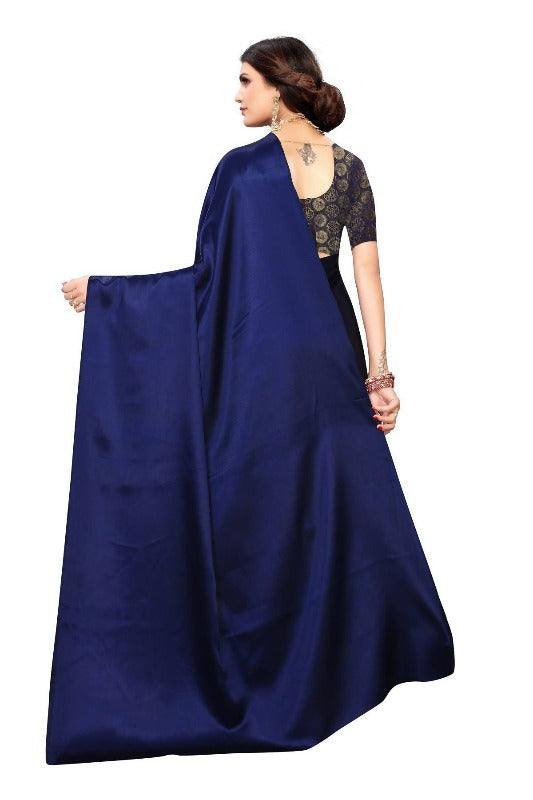 Navy Satin Designer Saree