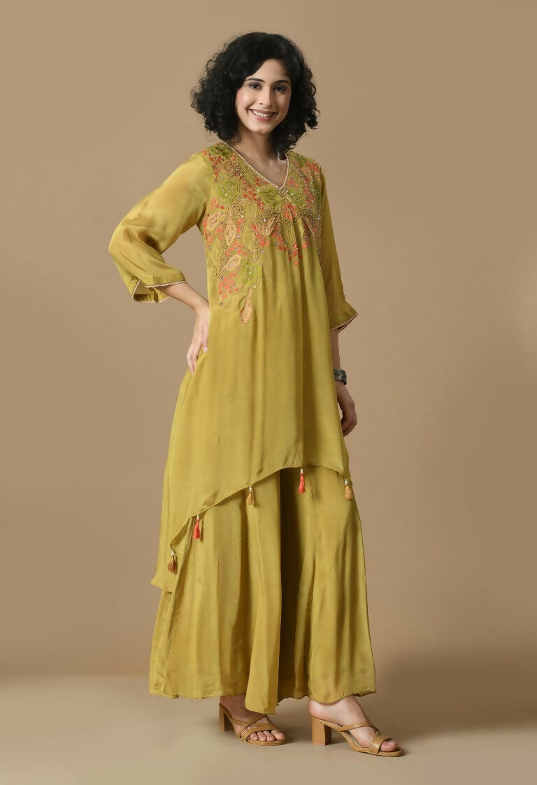 Joban Fashion Mehendi Chinnon Kurta Set