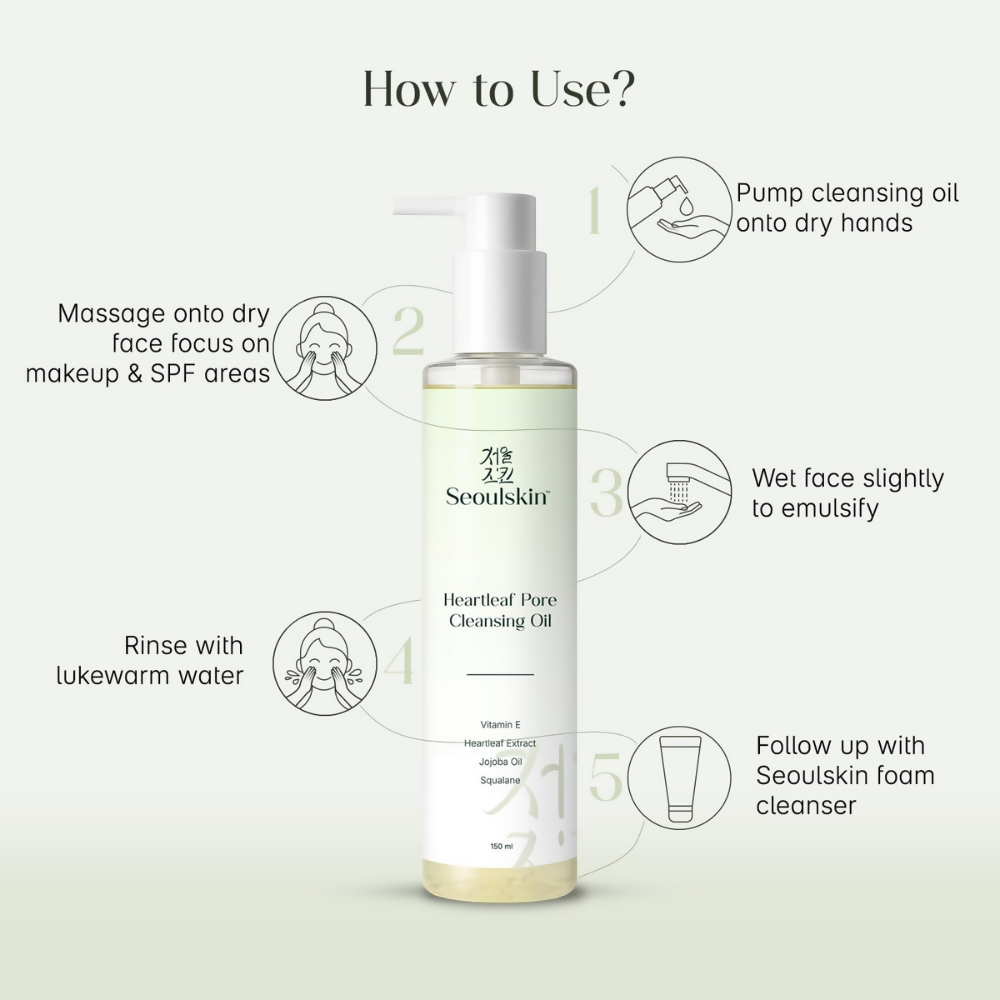 Seoulskin Heartleaf Double Cleansing Oil + Pore Deep Cleansing Foam - Distacart