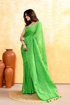 Piyari Fashion Women's Green Embellished Cotton Blend Zari Check Handloom Saree - Distacart