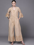 Ahalyaa Off White & Pink Printed Basic Jumpsuit - Distacart