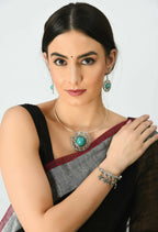 Mominos Fashion Johar Kamal Oxidised Silver-Plated Stone Work Necklace Handicraft - Distacart