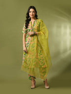 Myshka Women's Multi Printed Cotton Straight Party Kurta Set With Dupatta