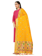 Mimosa Women's Floral Art Silk Gold Dupatta - Distacart