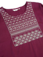 Sztori Plus Size Floral Yoke Design Thread Work Straight Kurta