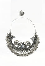 Mominos Fashion Johar Kamal Silver Peacock Design Chandbali Earrings - Distacart