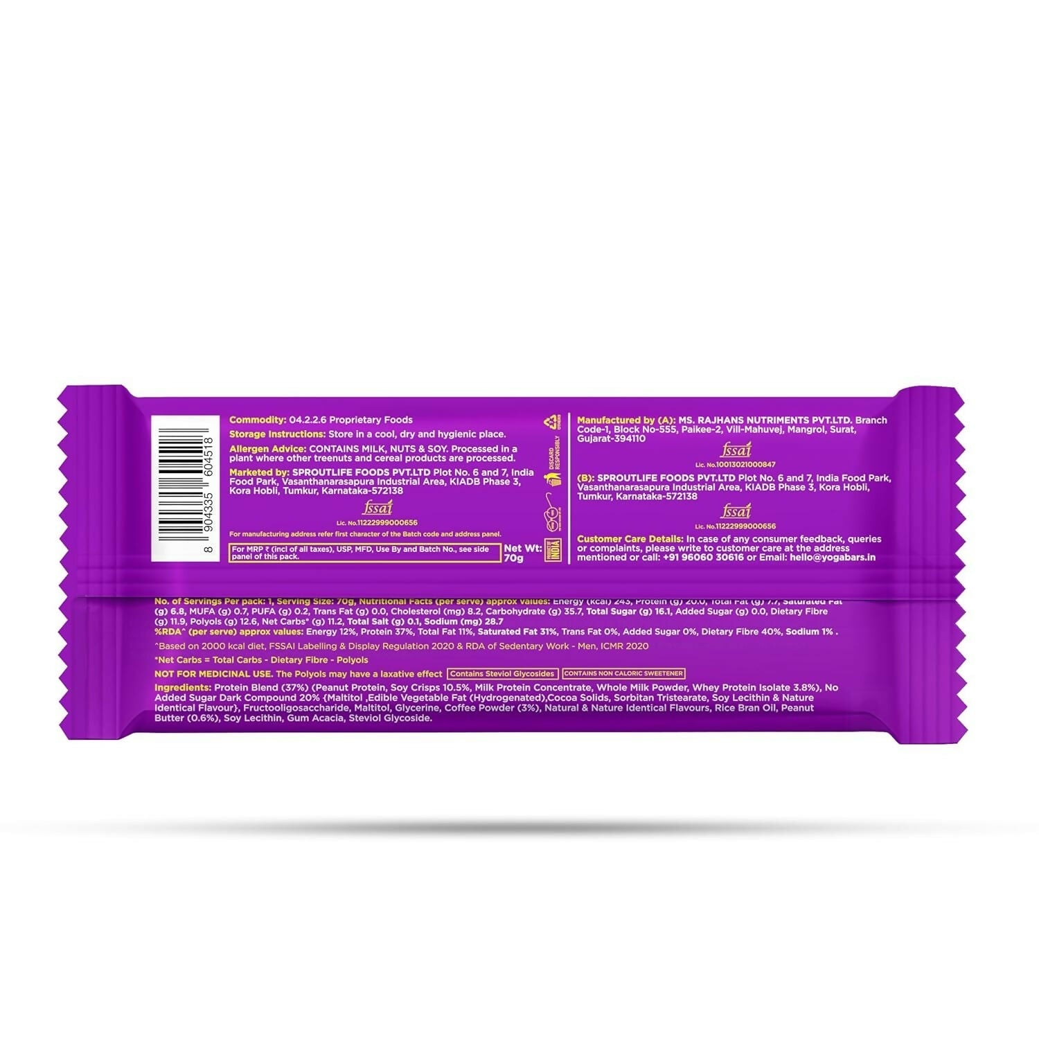 Yoga Bar Power Up 20g Protein Bar, Coffee Crush - Distacart
