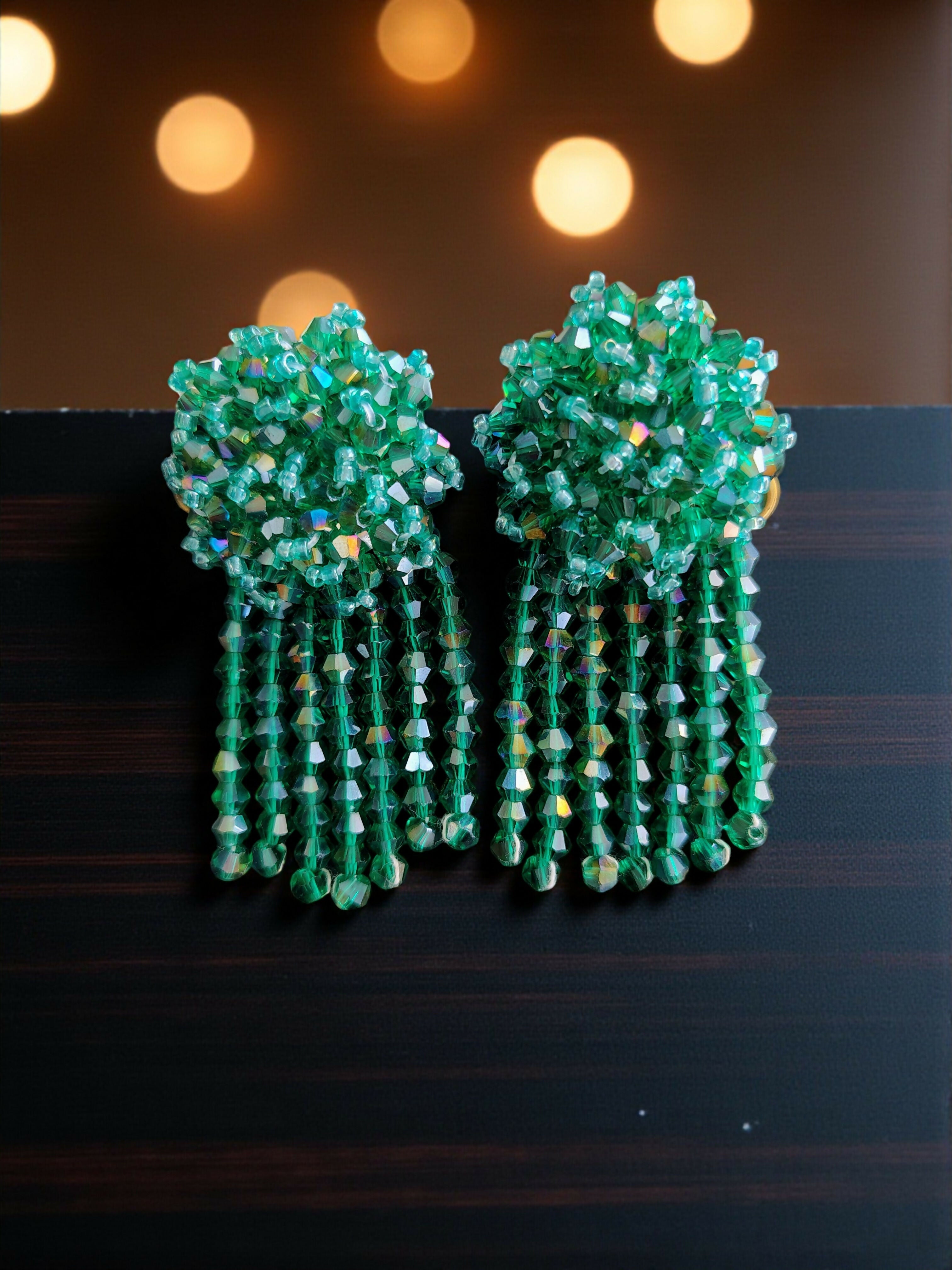 Inhanns Handmade Crystal Water Fall Earrings - Short - Sea Green Small - Distacart