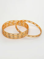 NVR Women's Set of 4 Gold-Polished CZ Stone-Studded Bangles - Distacart