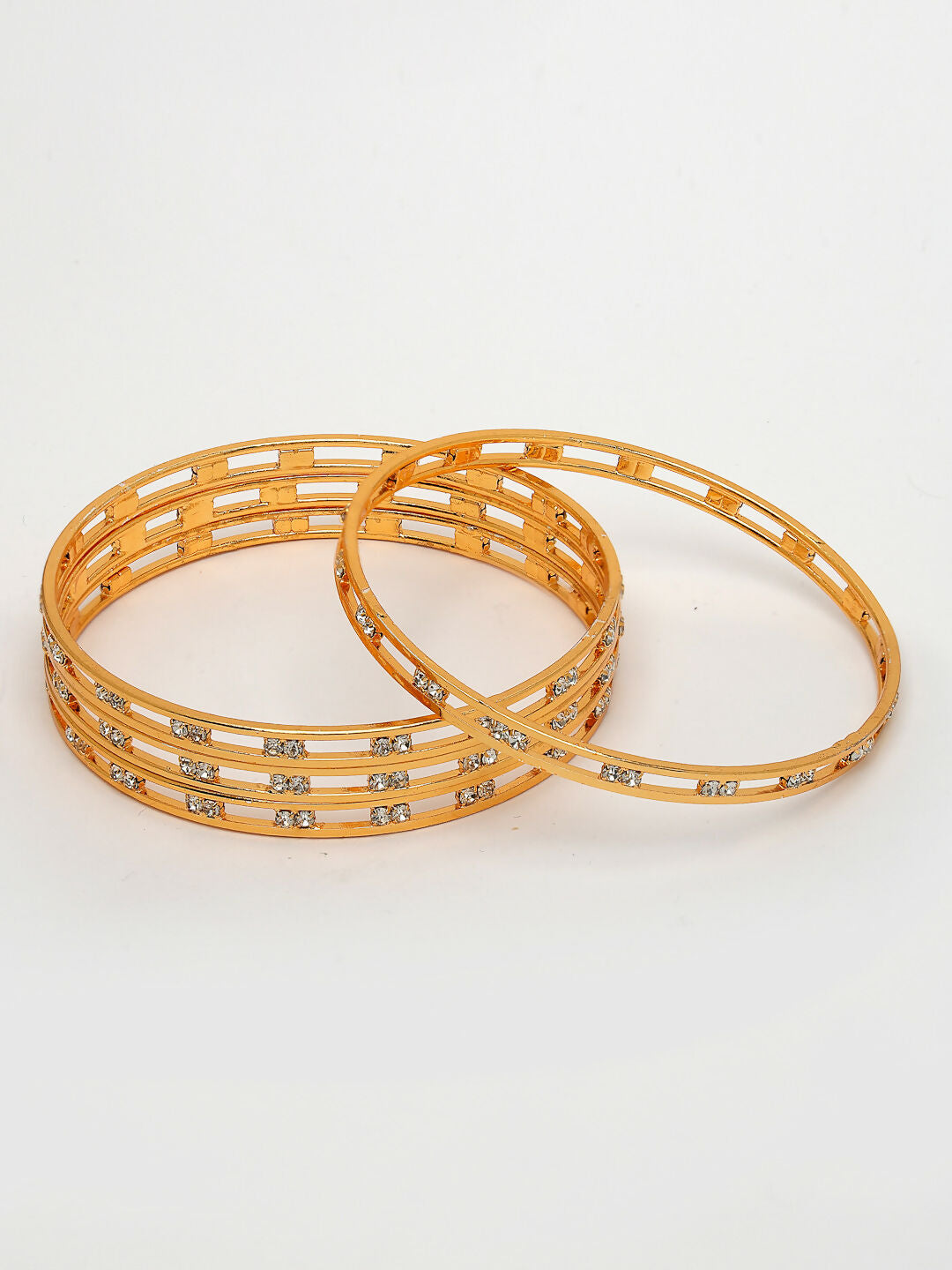 NVR Women's Set of 4 Gold-Polished CZ Stone-Studded Bangles - Distacart