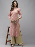 Yufta Women Pink Floral Printed Pastels Cotton Kurta