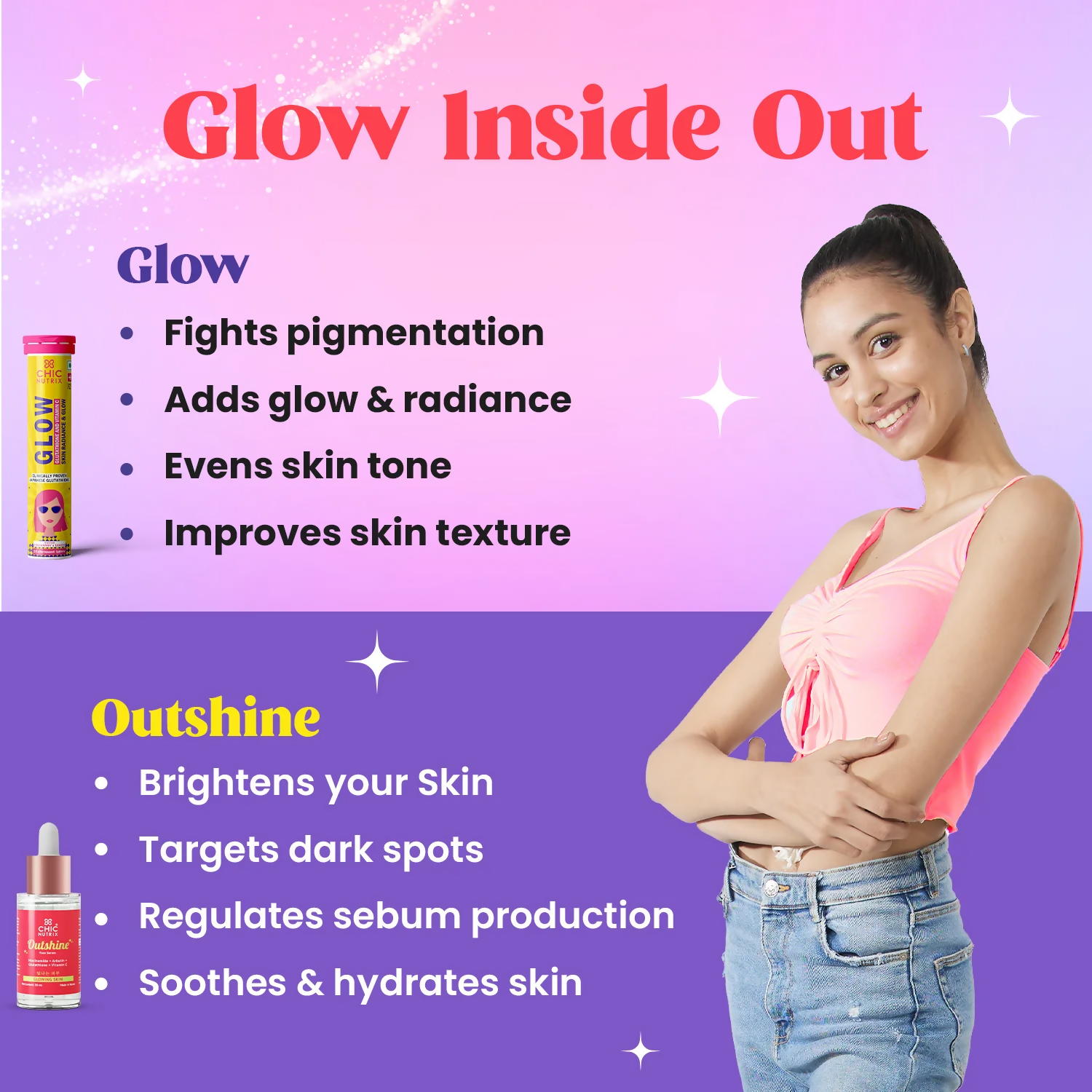 Chicnutrix Everyday Glow Combo - Glow & Outshine, Glutathione & Korean Brightening Serum