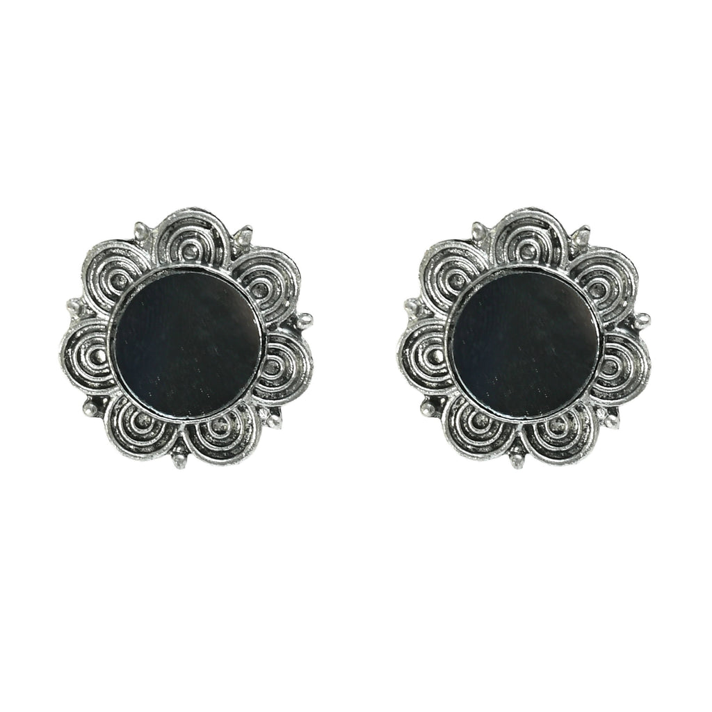Mominos Fashion Johar Kamal Oxidised Silver-Plated Mirror Design Necklace Choker Set For Women - Distacart
