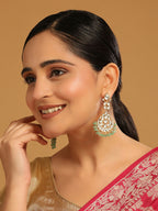 Nuyug 22K Gold Plated Regal Green Kundan Chandbali Earrings - Distacart