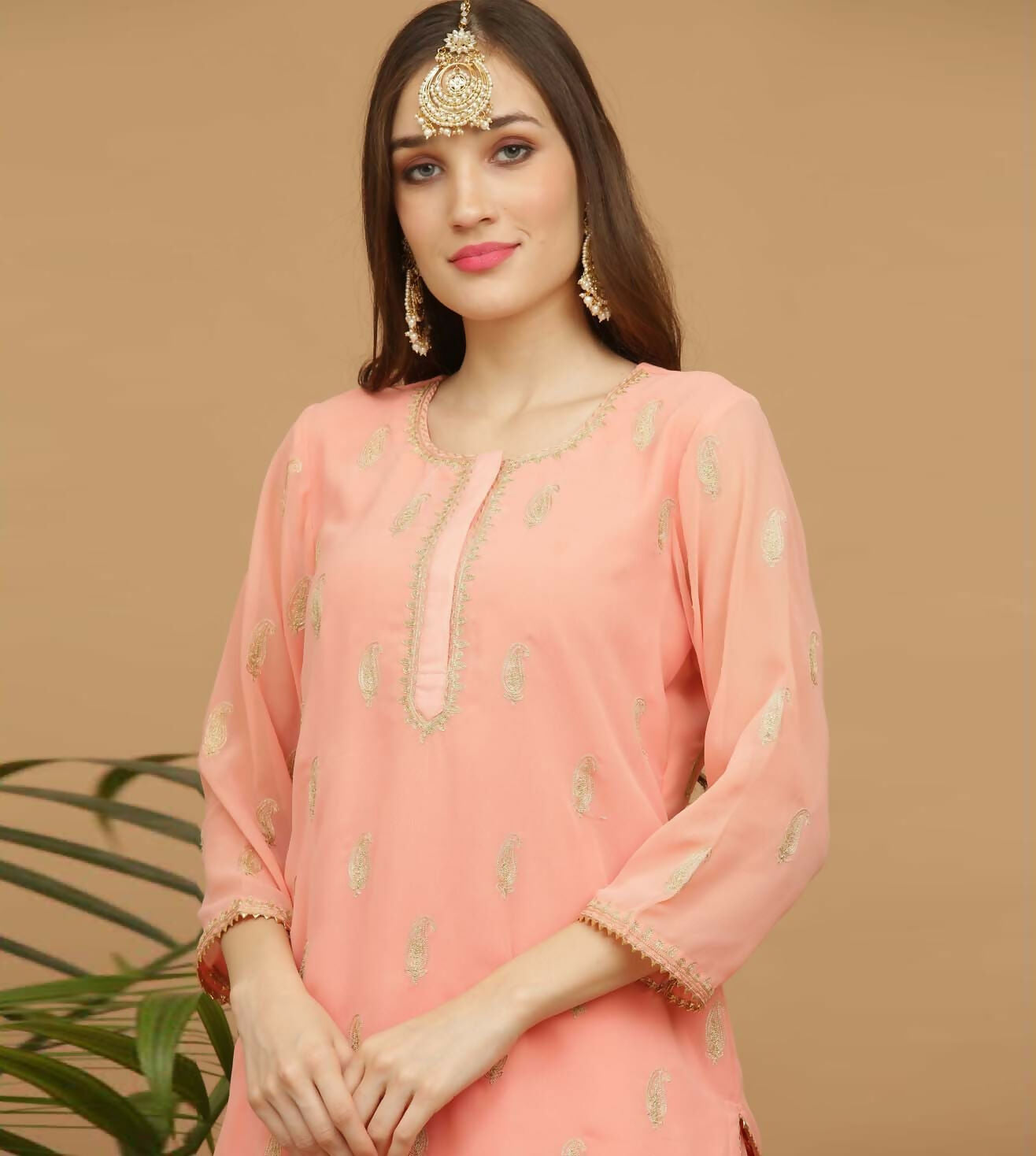 Joban Fashion Peach Georgette Lehenga Set