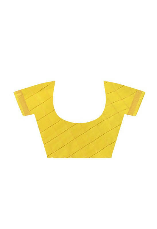 Mominos Fashion Moeza Yellow Bhagalpuri Handloom Silk Raj Shree Saree with unstitched Blouse piece - Distacart