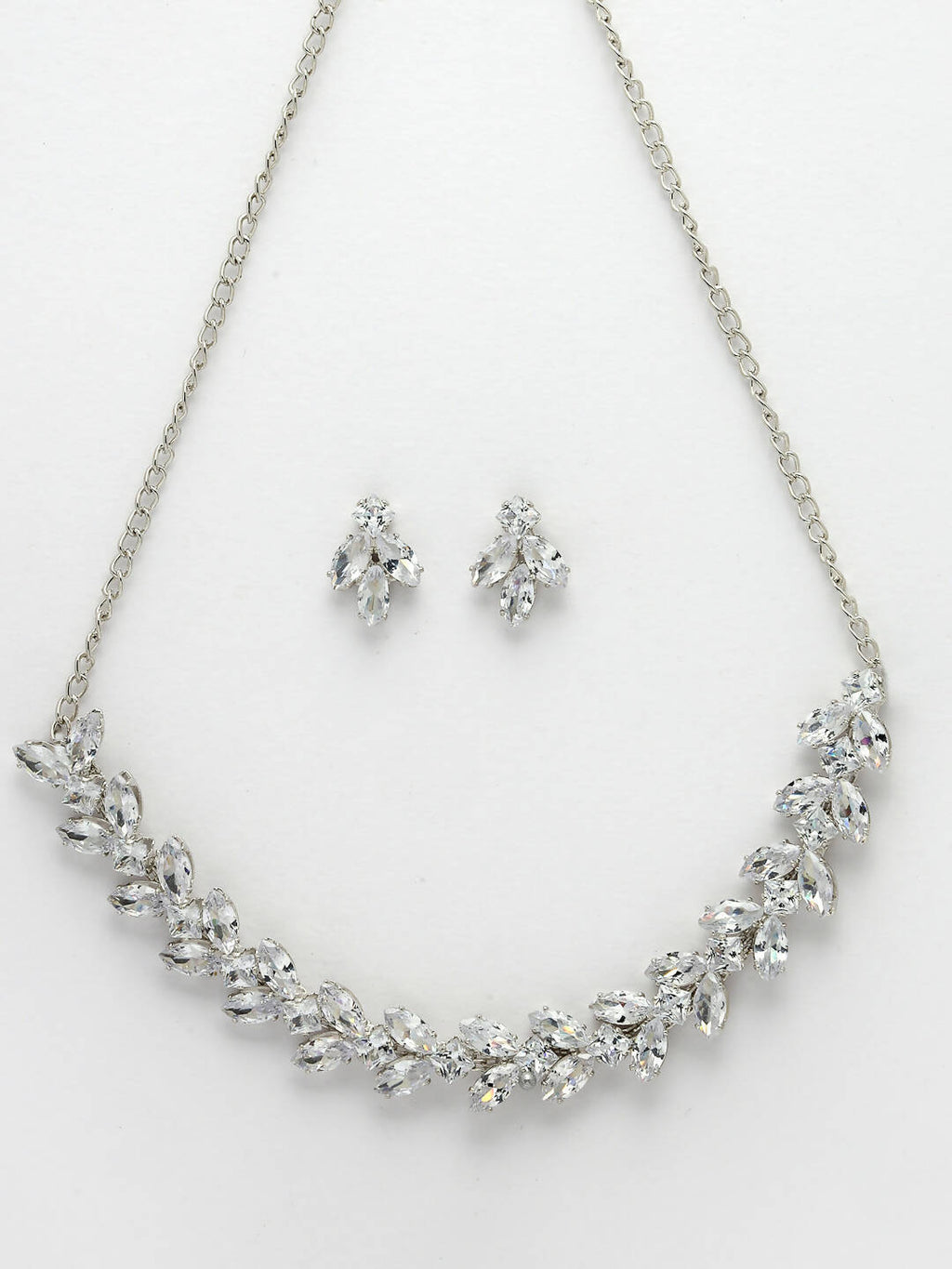 NVR Women Silver-Plated American Diamond Jewellery Set Necklace & Earrings - Distacart