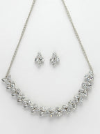 NVR Women Silver-Plated American Diamond Jewellery Set Necklace & Earrings - Distacart