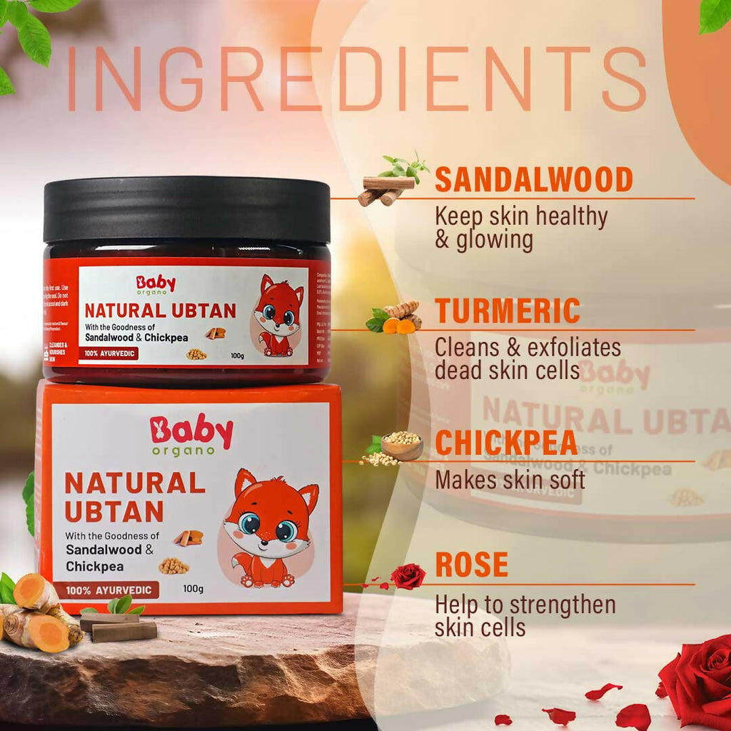 Babyorgano Natural Ubtan Face Pack, Skin Lightening and Tan Removal For Babies