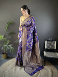 Joban Fashion Violet Floral & Ethnic Motifs Design Soft Silk Meenakari Banarasi Saree - Distacart
