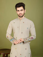Vastranavya Ivory Exclusive Festival Wear Cotton Sequence Embroidered & Thread Work Kurta